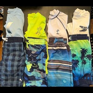 Lot of five boy’s swimming sets - size small 6/7 - Various brands